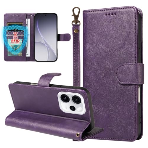 Housse pour Oppo Reno 11F 5G en cuir souple violet de style portefeuille