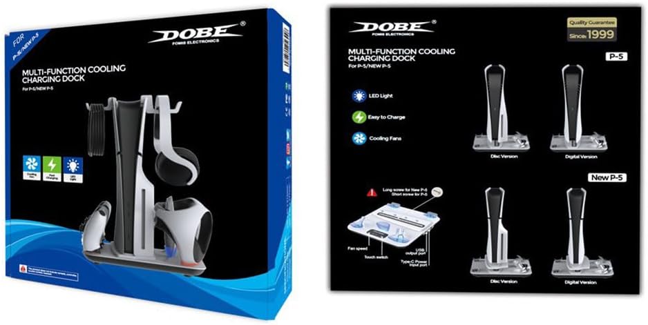 Multifunctional Cooling Station 4 Controller Charging Dock Cooling Stand Charger Station with Headphone Hanger for PS Slim Host