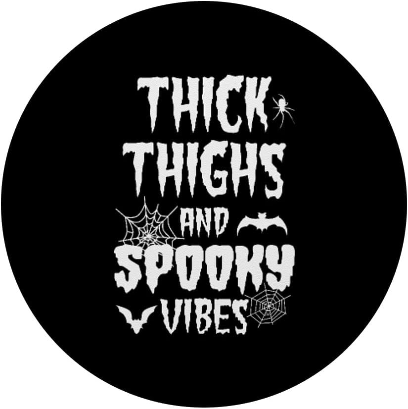 Thick Thighs Spooky Vibes Halloween Pumpkin Ghost Graphic PopSockets Adhesive PopGrip image 3