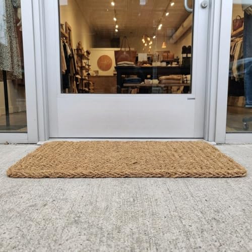 Kempf Dragon Weave Coco Coir Doormat, 22" x 36", Hand-Twisted Interwoven Fibers, Breathable Woven Backed Scraper Mat for Indoor Outdoor Entryways