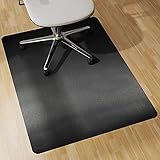 HIWOOD Office Chair Mat for Hardwood and Tile Floor, 36 x 48 inches Anti-Slip Rectangular Non-Toxic Plastic Mat for Rolling Chair and Under The Computer Desk Mats Protector, Non-Curve, Black
