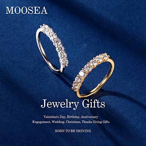 Moosea Moissanite 7 Stone Rings For Women, 3Mm D Color Vvs1 Clarity Conflict-Free Lab Created Diamond Anniversary Rings 14K Yellow Gold Vermeil Moissanite Wedding Band For Women #TOP1
