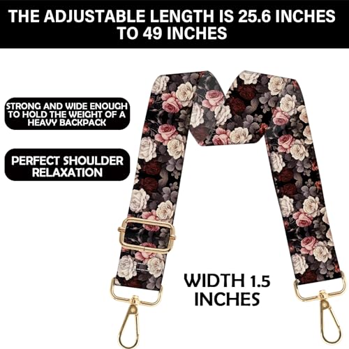 Image of Purse Strap Crossbody Shoulder Canvas Straps 1.5 inch Wide Replacement Adjustable Aesthetic Cute for Women Girls Bag