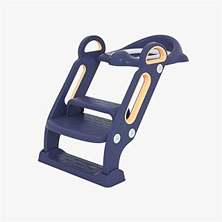 Height Adjustable Toilet Seat with Ladder, Padded Baby Potty Training Seat, Maximum Load up to 75 kg, Non-Slip Stable Foldable Toilet Training for Boys and Girls (Color : Red)