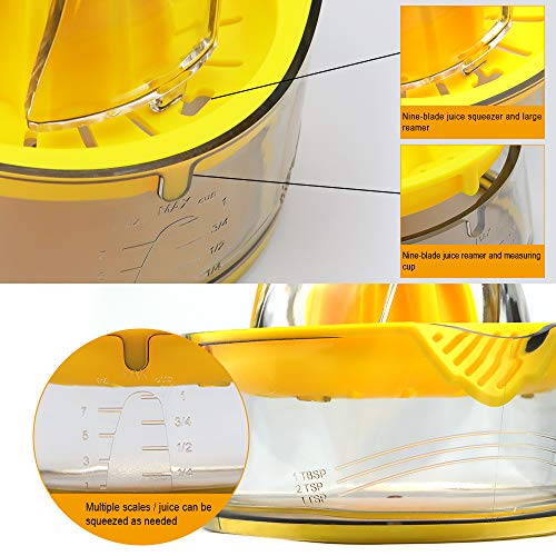 Vanleonet Lemon Squeezer Citrus Juicer With Strainer,Hand Juicer Citrus Lemon Orange Juicer Fruit Juicer Lime Press Manual Juicer Squeezer With Built-In Measuring Cup (Yellow) #TOP5