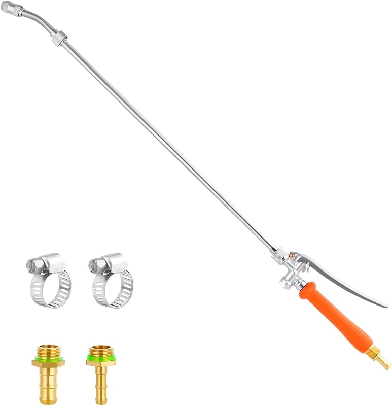 29 Inch Spray Wand Replacement, Brass Barb Match 1/4" & 3/8" Sprayer Wand Hoses, Adjustable Nozzle Stainless Steel Sprayer Wand with Shut off Valve for Weed Garden Car Wash (Orange, 29 inches*1)