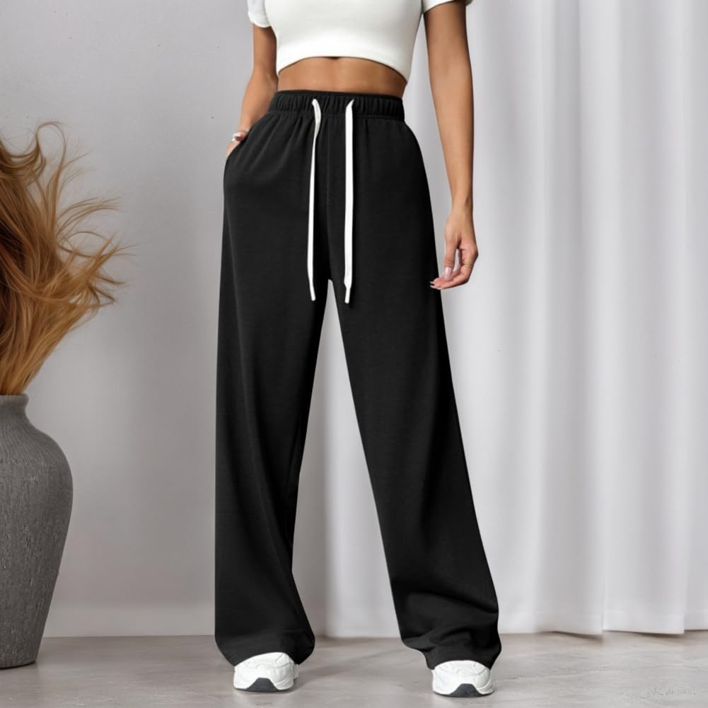Womens Straight Wide-Leg Sports Casual Pants