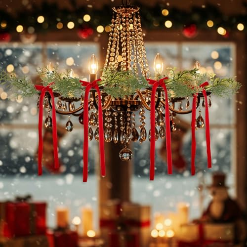 Suncalla 12 Pcs Christmas Pine Taper Candle Rings Wreaths with Velvet Bow Ribbon 1.38 Inch Mini Taper Candle Holder Decorations for Xmas Holiday Church Home Table Centerpiece Candlesticks (Burgundy) by Suncalla - Image 4