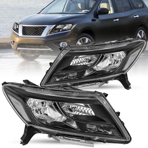JSBOYAT Halogen Headlight Assembly Compatible with 2013-2016 Nissan Pathfinder OE Style Projector Headlamp Black Housing Driver and Passenger Side