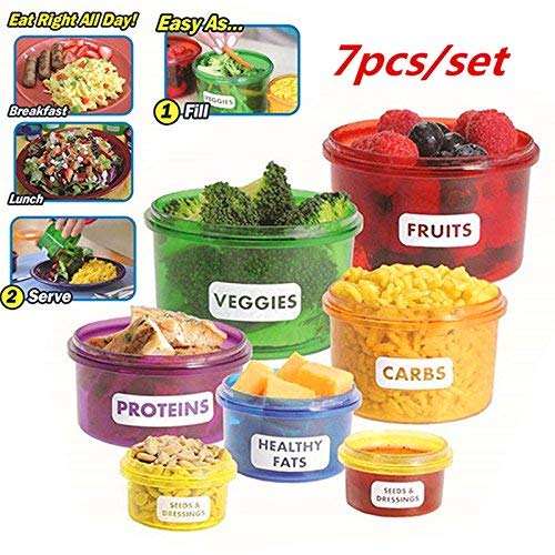 Food Storage Container Easy Way To Lose Weight Perfect Portions Lunch Box, Weight Control Containers Storage Boxes 7Pcs/Set #TOP1