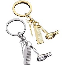 Creative Hair Dryer Scissors Comb Decoration 2pcs Keychain Pendant