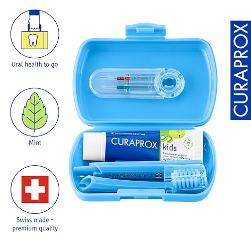 Curaprox Kids Travel Set – Spazzolino Da Denti, Dentifricio E Scovolini Interdentali | Filamenti Curen® Ultra Morbidi | Set Da Viaggio Compatto Per Bambini (Blu) - 2