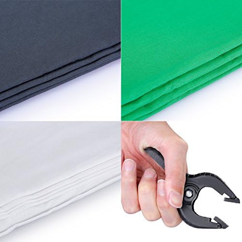 Neewer 6.5x6.5 feet/2x2 meters Background Stand Support System with 6 X 9 feet/1.8 X 2.8 meters Backdrop(White/Black/Green) and Backdrop Clamps for Portrait Product Video Photography