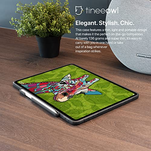 Tineeowl Glace Ipad Pro 12.9 Inch Case 2022, 2021, 2020, 2018 (6Th, 5Th, 4Th & 3Rd Generation) Ultra-Slim Clear Case With Pencil Holder, Lightweight (Frosted Black/Clear Back) #TOP5