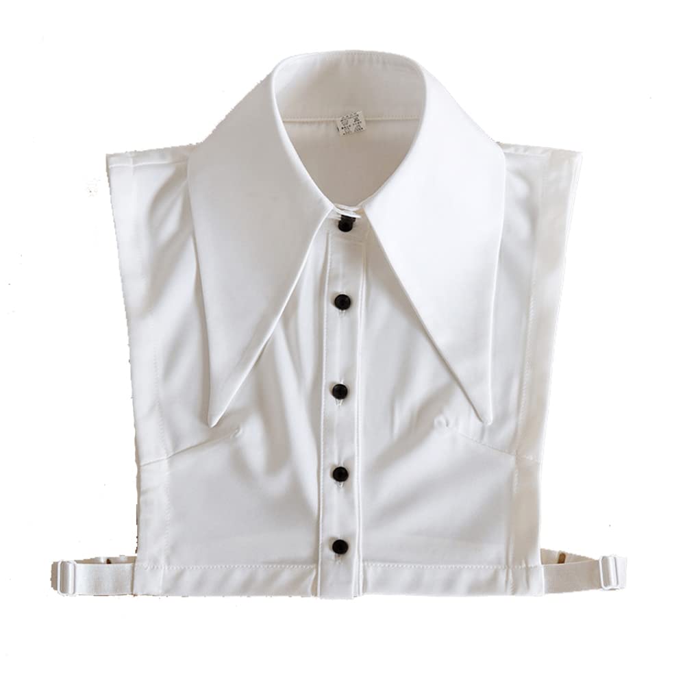 Media camisa blanca con cuello Dickey - Blusa de cuello falso desmontable para mujer, A-blanco