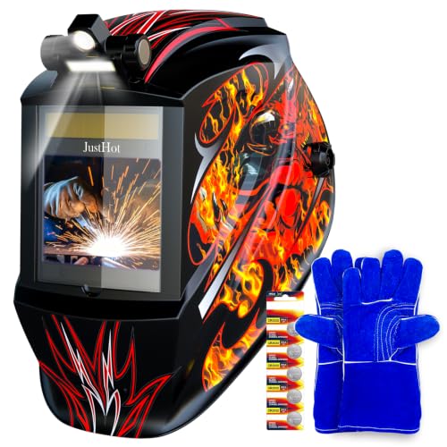 Image of Large Viewing Welding Helmet Auto Darkening Welding Hood with Light