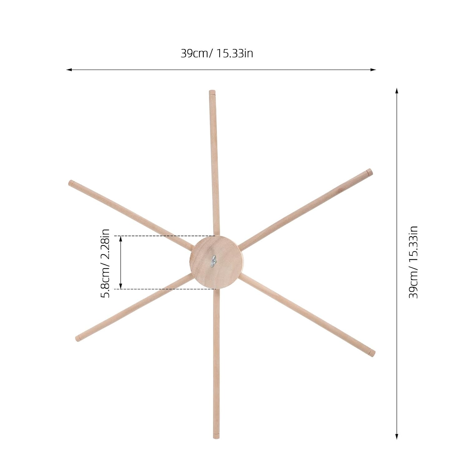 DIY Wooden Mobile Frame - 6-Legs Wooden Baby Crib Hanger Frame - Wind Chime Hanging Holder for Nursery Room Infant Ceiling Mobiles Toy Craft Assembly