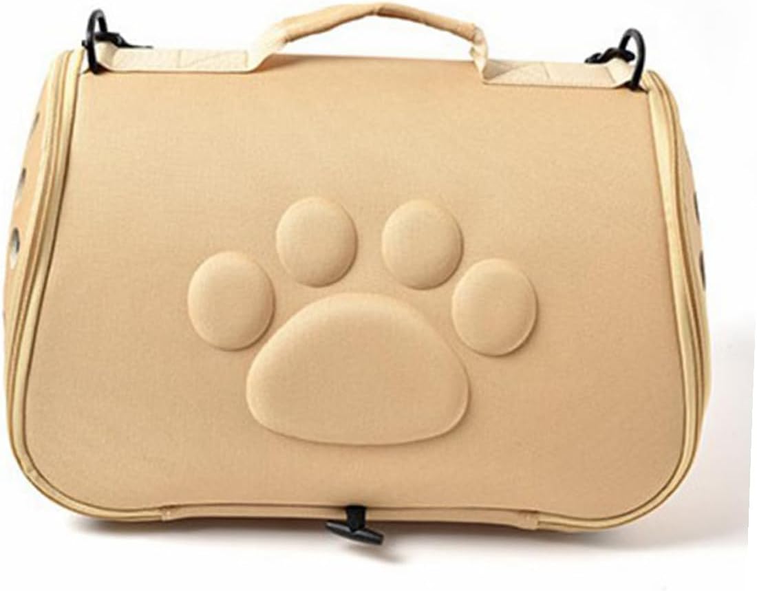 Portable Breathable Eva Cross-Body Pet Carrier Bag for Dogs and Cats, Medium Light Gold Soft-Sided Travel Carrier for Outdoor Use