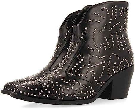 GIOSEPPO Botín Estilo Cowboy Negro con Detalle de Tachuelas para ...