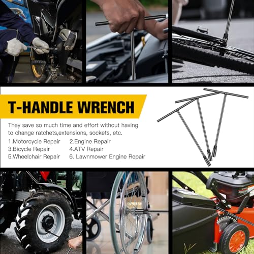 Llaves de vaso métricas en T para reparar motos y bicicletas en casa 7