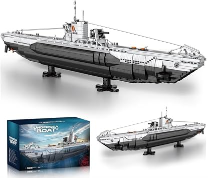 YILETKC Submarine Ship Building Blocks Set, 3987 PCS German U Shaped Submarine Brick Model Kit, Ships Modular Buildings for Adults, Construction Blocks Model for Adults