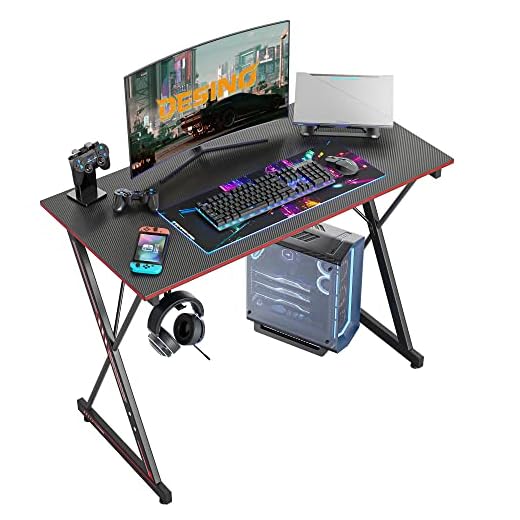 DESINO Gaming Desk 32 Inch PC Computer Desk, Home Office Desk Table Gamer Workstation, Simple Game Table, Black