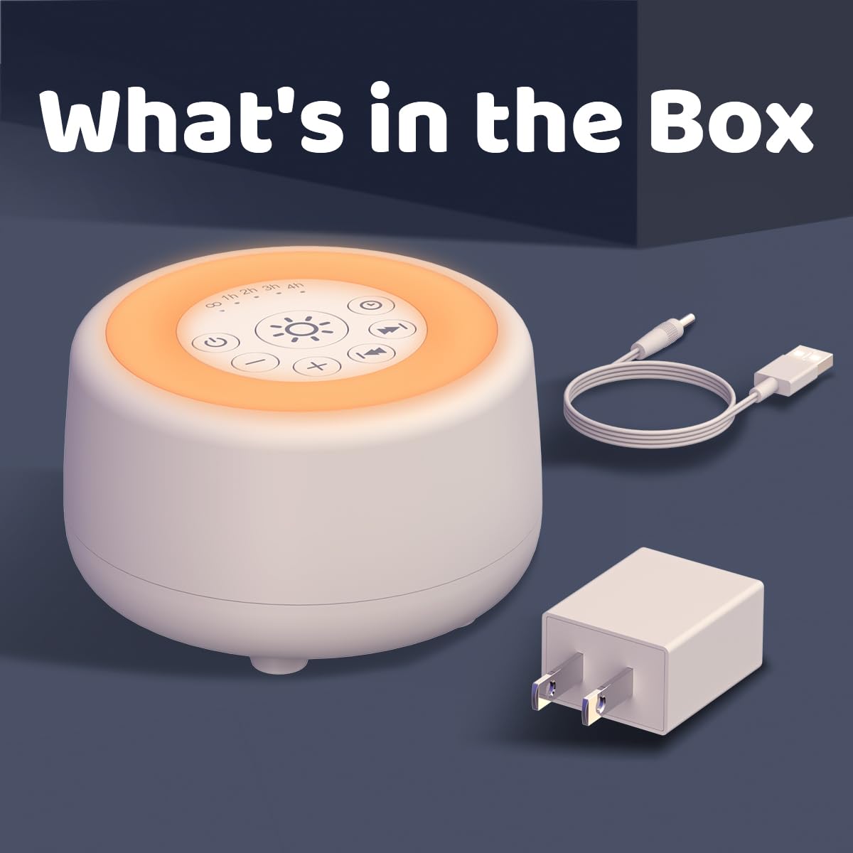 Sleepbox Geräuscharmes Gerät mit 25 beruhigenden Geräuschen und 10 Farben, warmes Nachtlicht, 4 Helligkeitsstufen, 32 Lautstärkestufen, 5 Timer und Memory-Funktion, für Babys, Kinder, Erwachsene,