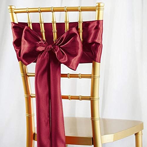 Namvo 25PCS Bow Elastic Satin Chair Bowknot Sashes Back Decoration for Wedding, Party, Home(Wine Red)