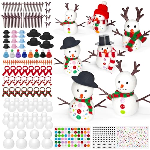 Cinrobiye 24 Set Christmas Winter Snowman DIY Crafts Kit, White