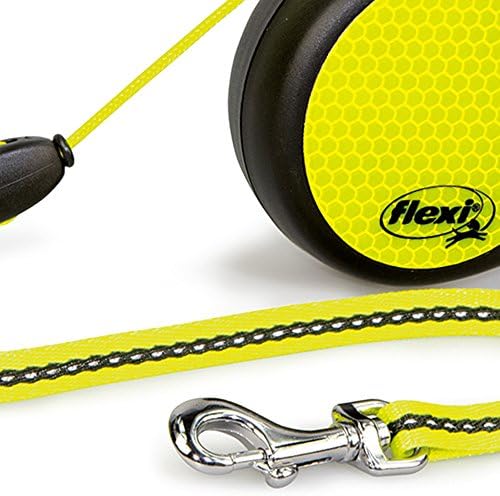 flexi neonowy chowany smycz, żółty/czarny, mały, 5 m/12 kg
