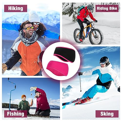 Image of Ear Warmers Headband, KOMAKE 2 Pack Earmuff Headband Fleece Earmuffs Running Headband Winter Ear Covers Moisture Wicking Sweatband Ski Sport Headband For Men & Women (Black+Gray)