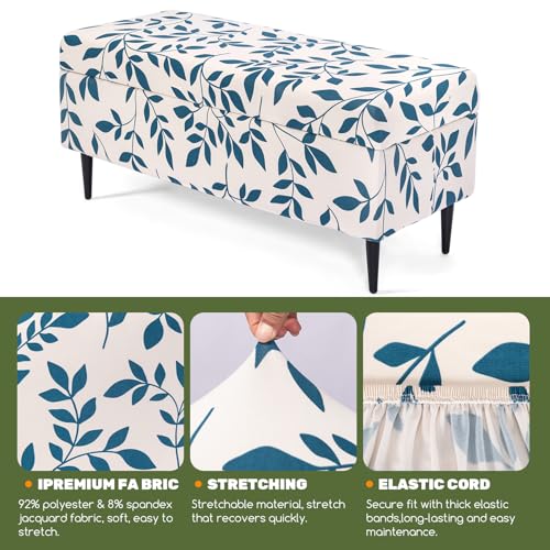 Image of FUANGUI Ottoman Cover Stretch Storage Ottoman Bench Slipcover Printed Folding Storage Bench Ottoman Cover Footrest Stool Slipcover Footstool Protector Cover with Elastic Bottom, Large,81