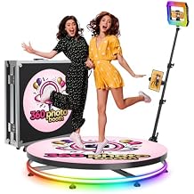 360 Photo Booth Machine for Parties with Flight Case,360 Photo Booth 31.6/80cm for 3-5 People, Square Light Built-in Battery 4-8H, APP Remote Control Photography Automatic 360 Spin Camera Video