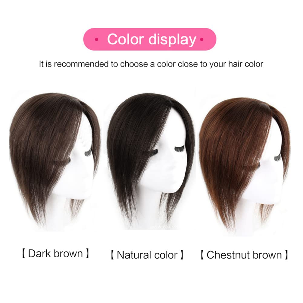 RemeeHi Crown Hair Toppers Clip on Top Hair Piece Human Hair Topper Hair Coverings for Women Left 30cm Chestnut brown - Image 2