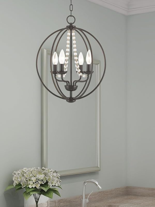 Livex Lighting 40914-05 Transitional Four Light Mini Chandelier/Ceiling Mount from Arabella Collection Finish, Polished Chrome by Livex - Image 2