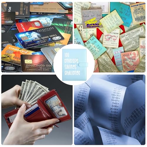 100 Envelopes Money Saving Challenge, A5 Saving Budget Binder Wallet with Cash Envelopes Easy and Fun Way to Save $5,050, Budgeting Planner Book Money Saver Organizer Binder with Pouches - Thumbnail 6
