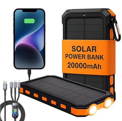 Bateria Solar Portatil Potente 20000mah, Kit Supervivencia UE 2025, Cargador Solar para Movil, Bateria Externa, Power Bank, Generador Portatil