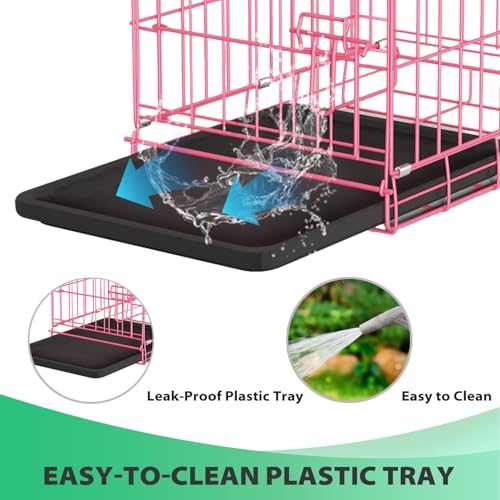 Image of BestPet | Dog Crate | 18 inch | Pink | Foldable Metal Kennel with Single Doors