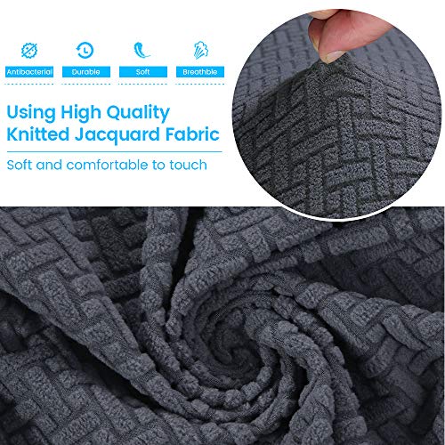 Stretch Chair Covers, Mingpinhuius 2 Piece Arm Chair Sofa Slipcover Furniture Protector High Spandex Knitted Twill Jacquard Wingback Sofa Chair Cover For Living Room (Dark Grey) #TOP5