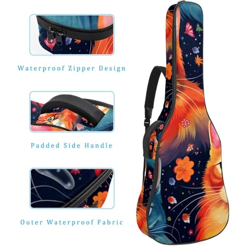 Housse de guitare acoustique multicolore étanche à poches multiples