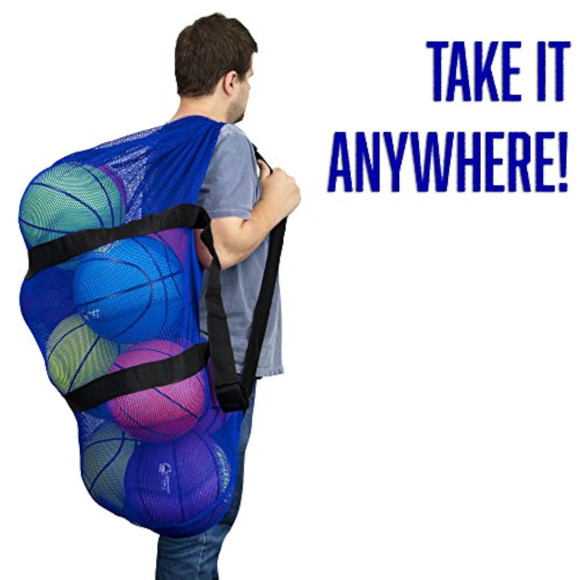 Mesh Sports Ball Bag with Adjustable Shoulder Strap