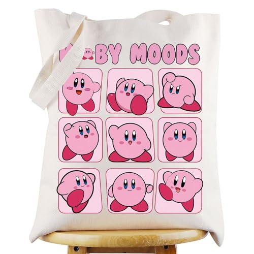 WZMPA Kawaii Cartoon Tote Bag Game Lover Gift Cartoon Video Game Reusable Grocery Bag Cartoon Merchandise (Pink Moods-T)
