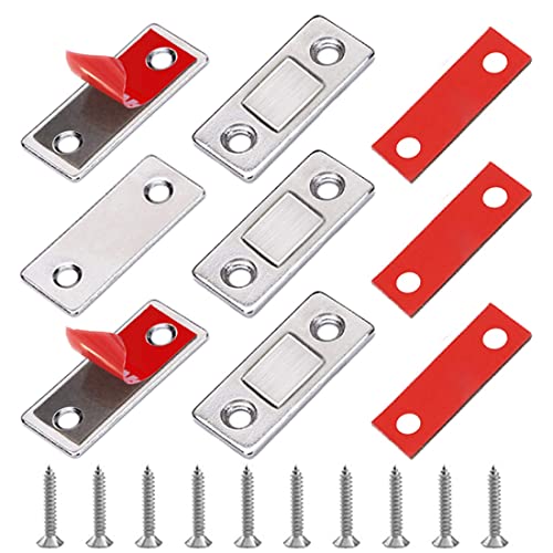 YUUSIKCO Paquete De 3 Imanes Autoadhesivos Delgados Para Puertas, Cerraduras Magnéticas Para Puertas Correderas, Imanes Para Puertas De Gabinetes Para Muebles, Cajones, Guardarropas Cover