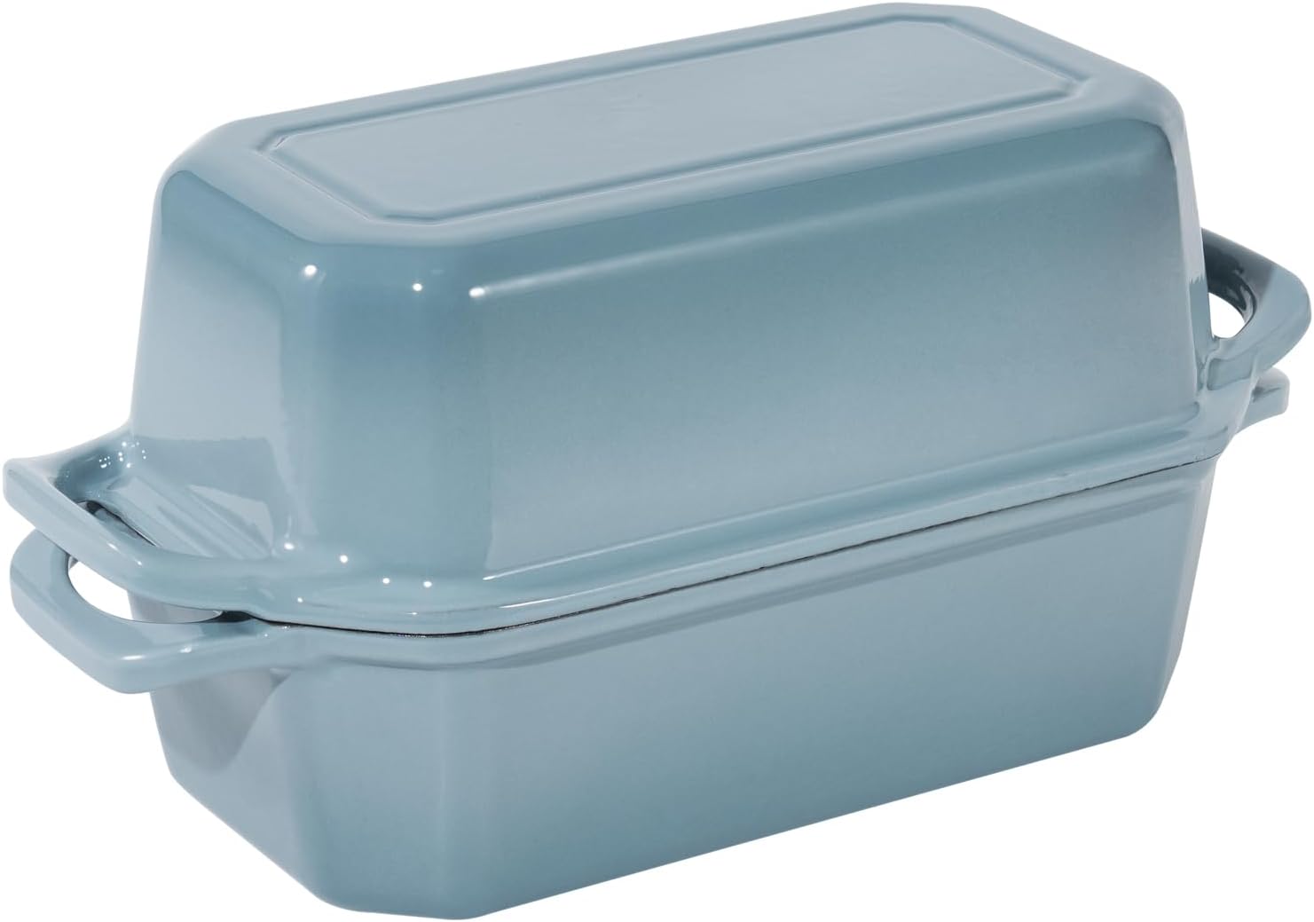 Bread Pan Cast Iron Loaf Pan with Lid Bread Loaf Pan 8.5x4.5 Inch Loaf Pan Enameled Cast Iron Sourdough Loaf Pan, LightBlue