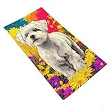 RUIOQAW Toallas de baño Grandes con diseño de fantasía Floral y Cachorros Blancos, absorbentes para Playa y Piscina, 35 x 73 cm