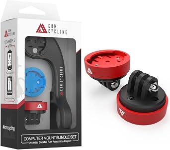 KOM Cycling CM06 Quick Release GoPro Computer Mount for Wahoo and Garmin Bike Computers Plus Additional TG03 GoPro Adapter Bundle