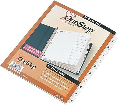 Cardinal OneStep Index System Numeric Paper Dividers, 10-Tab, White CRD61013