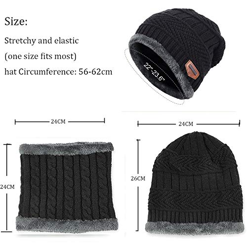 Calentar Sombreros Gorro de Punto Beanie y Calentador de Cuello Bufanda con Forro Polar Suave + Guantes de Pantalla Táctil, Kit de Accesorios de Cálido Invierno 3 en 1 para Hombres y Mujeres - imagen 9