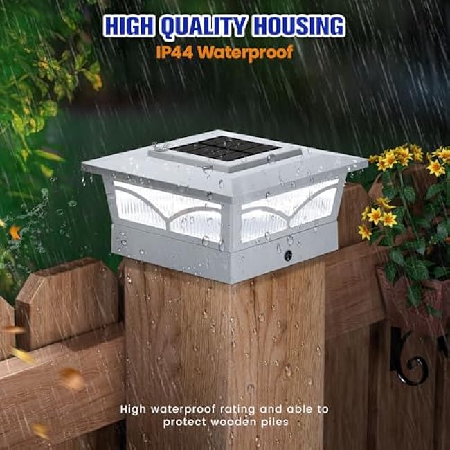 APONUO Solar Post Cap Lights, 2 Color Modes Fence Post Solar Lights for 3.5x3.5 4x4 5x5 Wooden/Vinyl Posts, Outdoor Waterproof Deck Posts Light Solar Powered for Garden/Patio/Porch, White 12 Packs