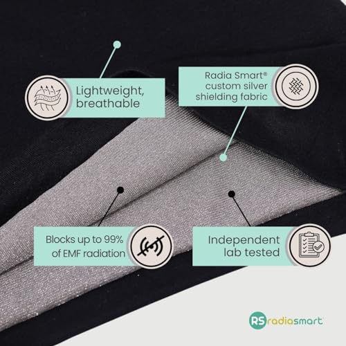 Radia Smart EMF Protection Slouch Beanie, 5G Anti-Radiation, RF Shielding, WiFi Radiation Protection, Brain Coat, Black